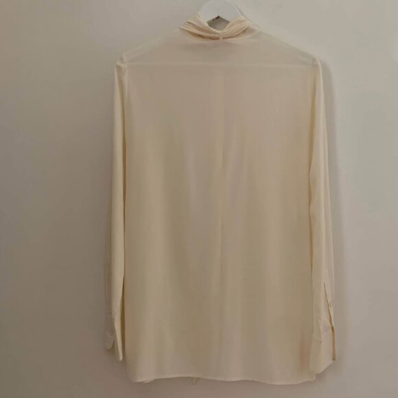 Tory Burch Off-White Silk Bow Blouse - Picture 2 of 6